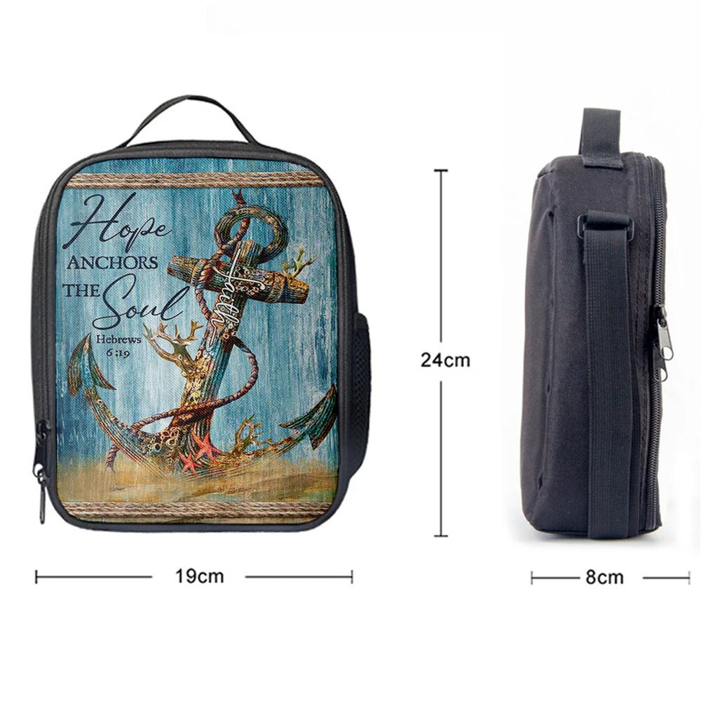 Hope Anchors The Soul Deep Ocean Red Starfish Lunch Bag, Christian Lunch Bag, Religious Lunch Box For School, Picnic