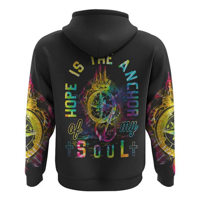Hope Is The Anchor Of My Soul Colorful Tie Dye All Over Print 3D Hoodie, Christian Hoodie, Christian Sweatshirt, Bible Verse Shirt