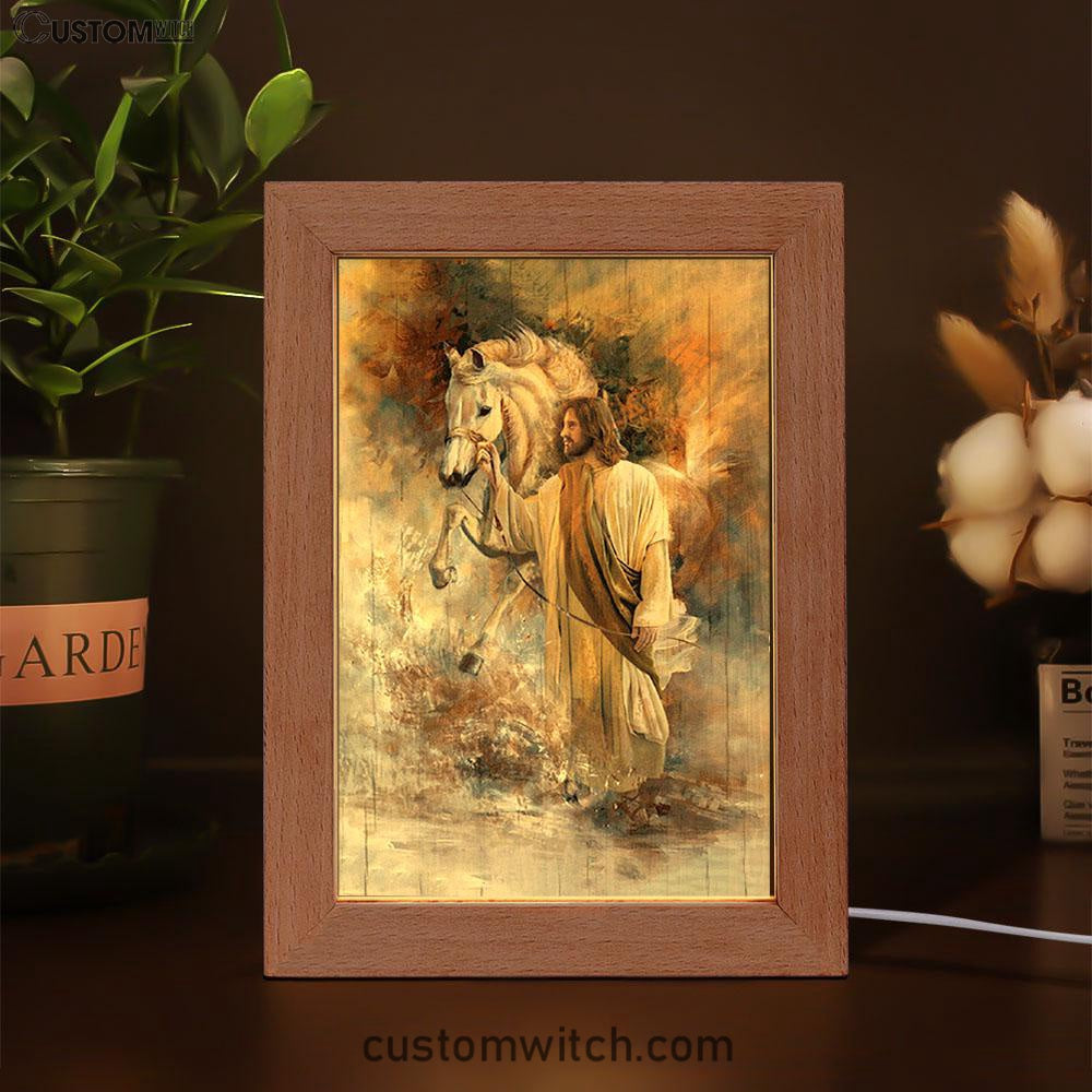 Horse And Jesus Christ Frame Lamp Art - Bible Verse Art - Christian Inspirational Decor