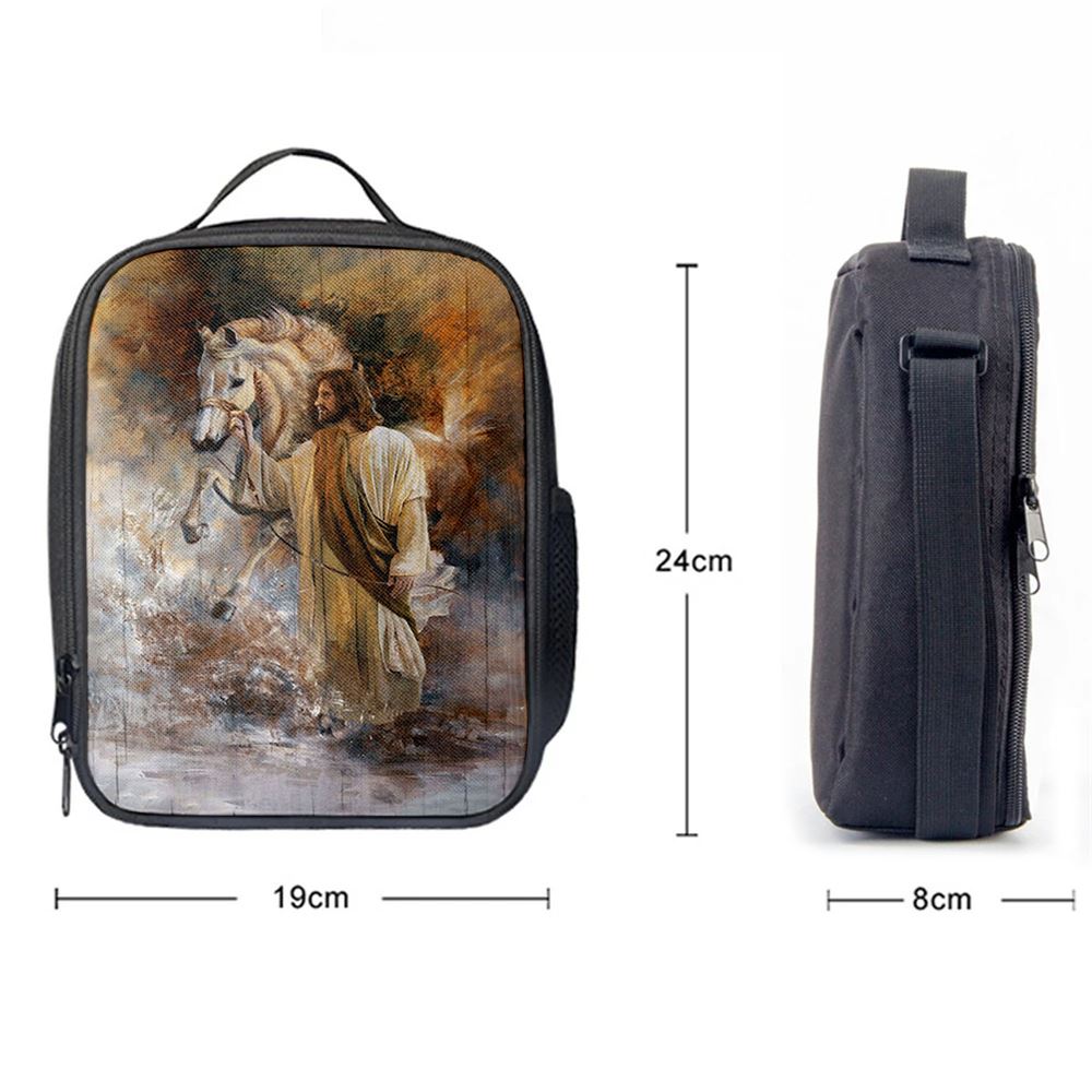 Horse And Jesus Christ Lunch Bag, Christian Lunch Bag, Religious Lunch Box For School, Picnic