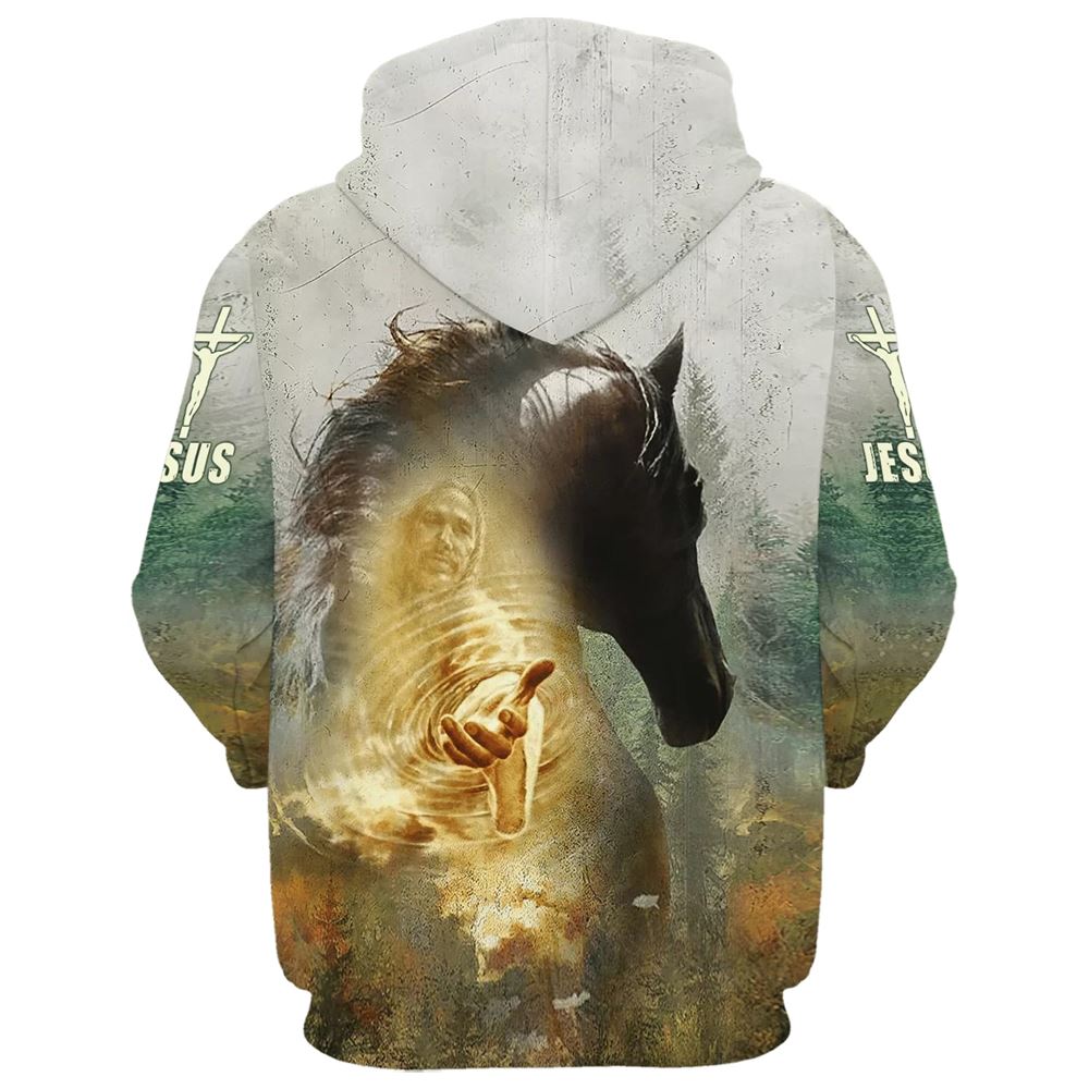 Horse And Jesus Faith Over Fear Hoodies Jesus Hoodie Men & Women, God 3D Printed Hoodie, Christian Apparel Hoodies