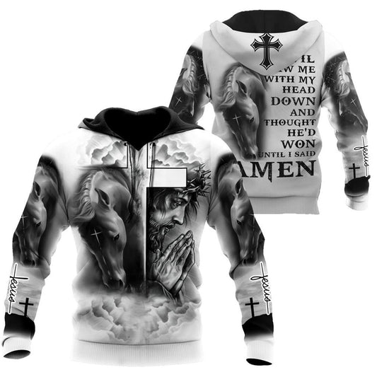 Horse And Jesus Until I Said A Men God 3D Hoodie For Man And Women, Jesus Printed 3D Hoodie