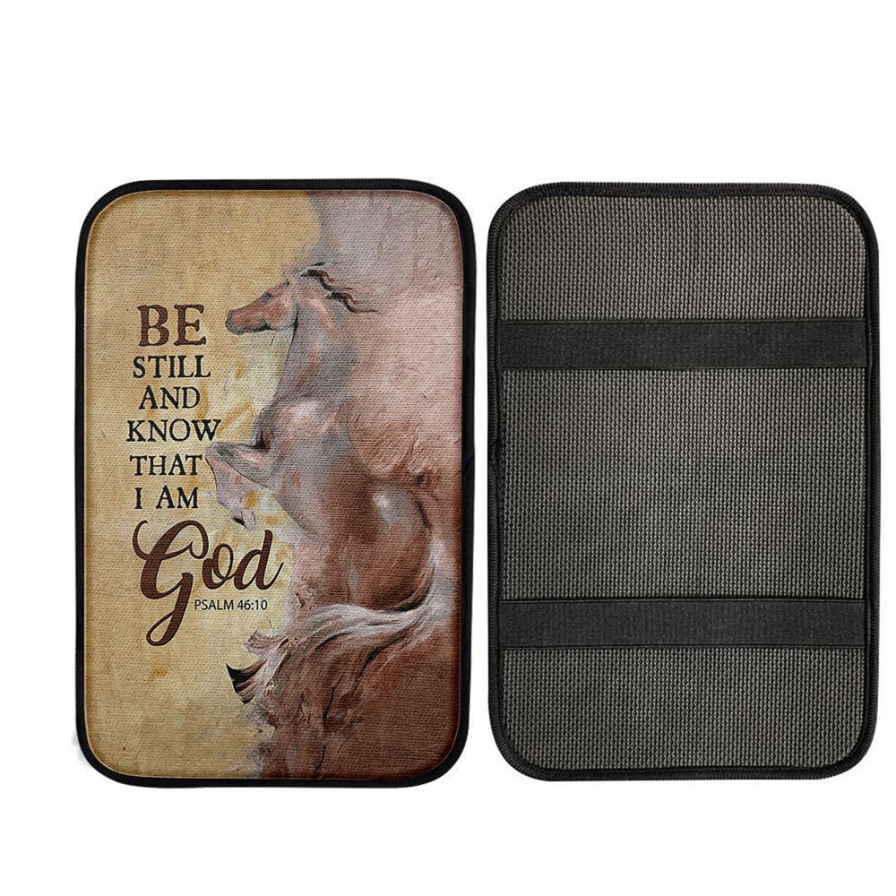 Horse Be Still And Know That I Am God Car Center Console Cover, Christ Car Armrest Accessories