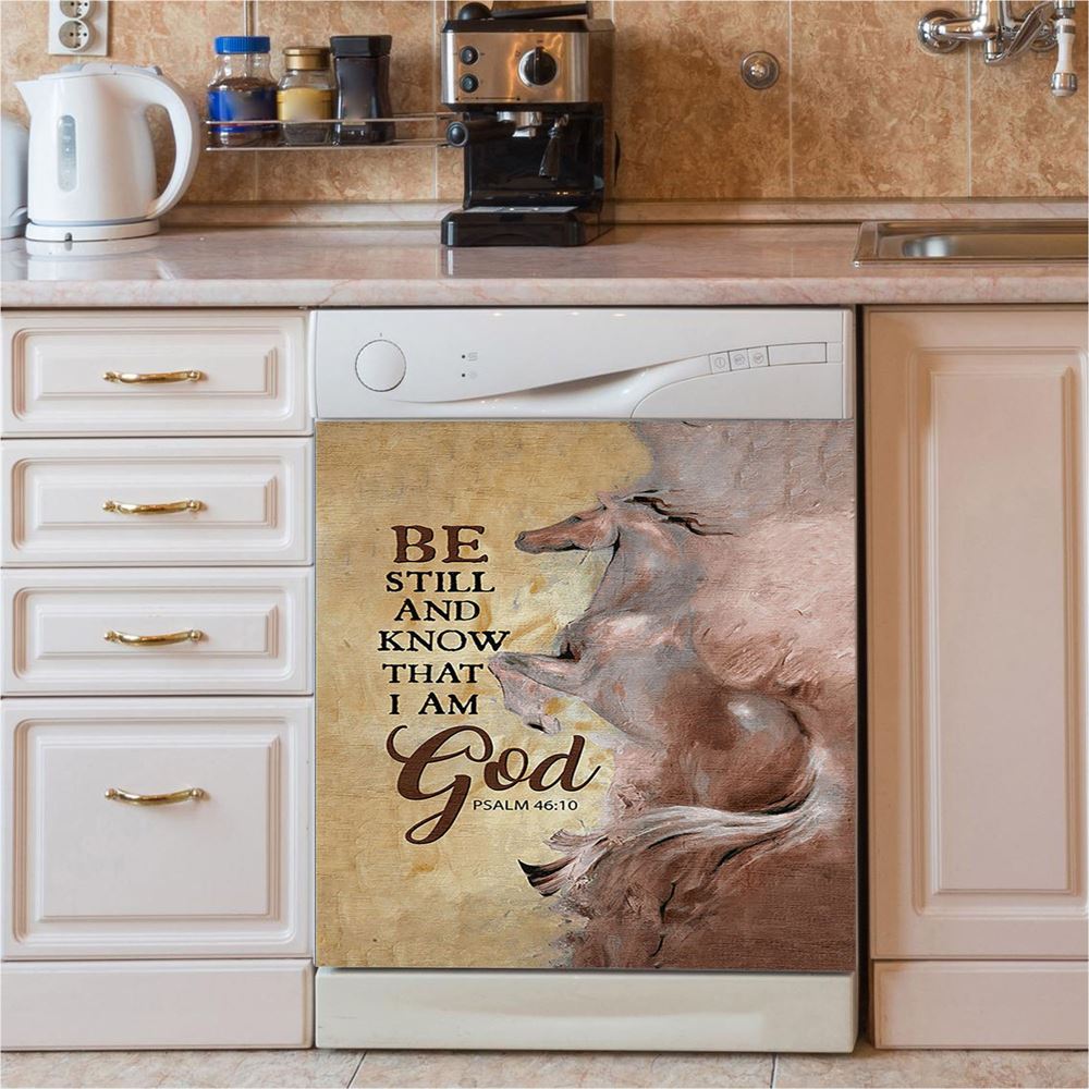 Horse Be Still And Know That I Am God Dishwasher Cover, Christian Dishwasher Stickers, Bible Verse Kitchen Decor