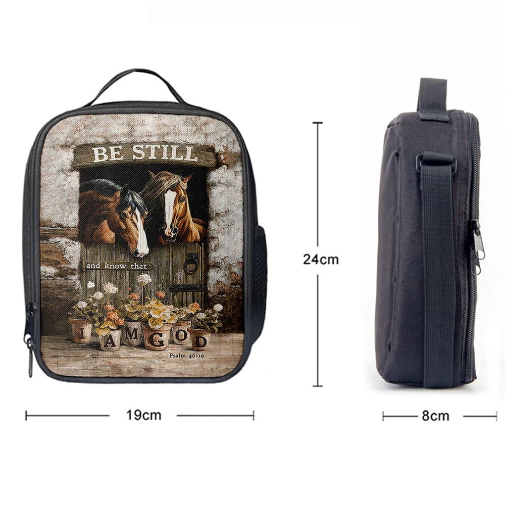 Horse Be Still And Know That I Am God Lunch Bag, Gift For Horse Lover, Christian Lunch Bag, Religious Lunch Box For School, Picnic