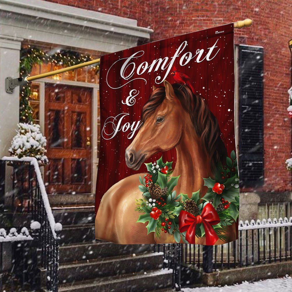 Horse Christmas Comfort And Joy Flag, Christmas Garden Flag, Home Decor Accessories, Christmas Outdoor Decor Ideas