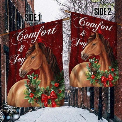 Horse Christmas Comfort And Joy Flag, Christmas Garden Flag, Home Decor Accessories, Christmas Outdoor Decor Ideas
