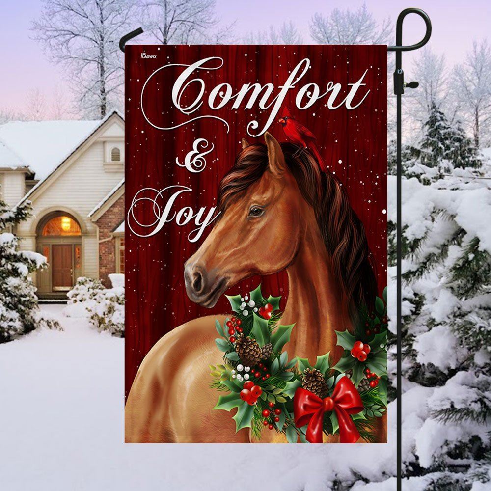 Horse Christmas Comfort And Joy Flag, Christmas Garden Flag, Home Decor Accessories, Christmas Outdoor Decor Ideas