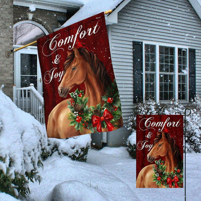 Horse Christmas Comfort And Joy Flag, Christmas Garden Flag, Home Decor Accessories, Christmas Outdoor Decor Ideas