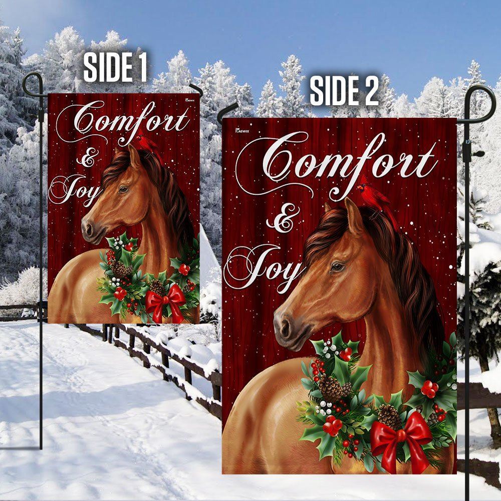 Horse Christmas Comfort And Joy Flag, Christmas Garden Flag, Home Decor Accessories, Christmas Outdoor Decor Ideas