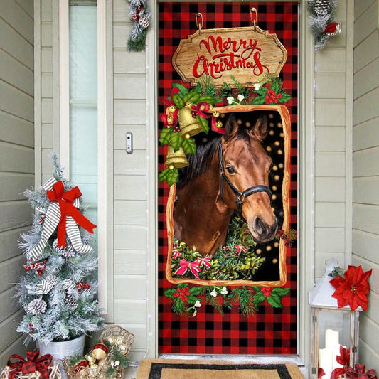 Horse Christmas Door Cover 1, Christmas Horse Decor, Christmas Door Knob Covers, Christmas Outdoor Decoration