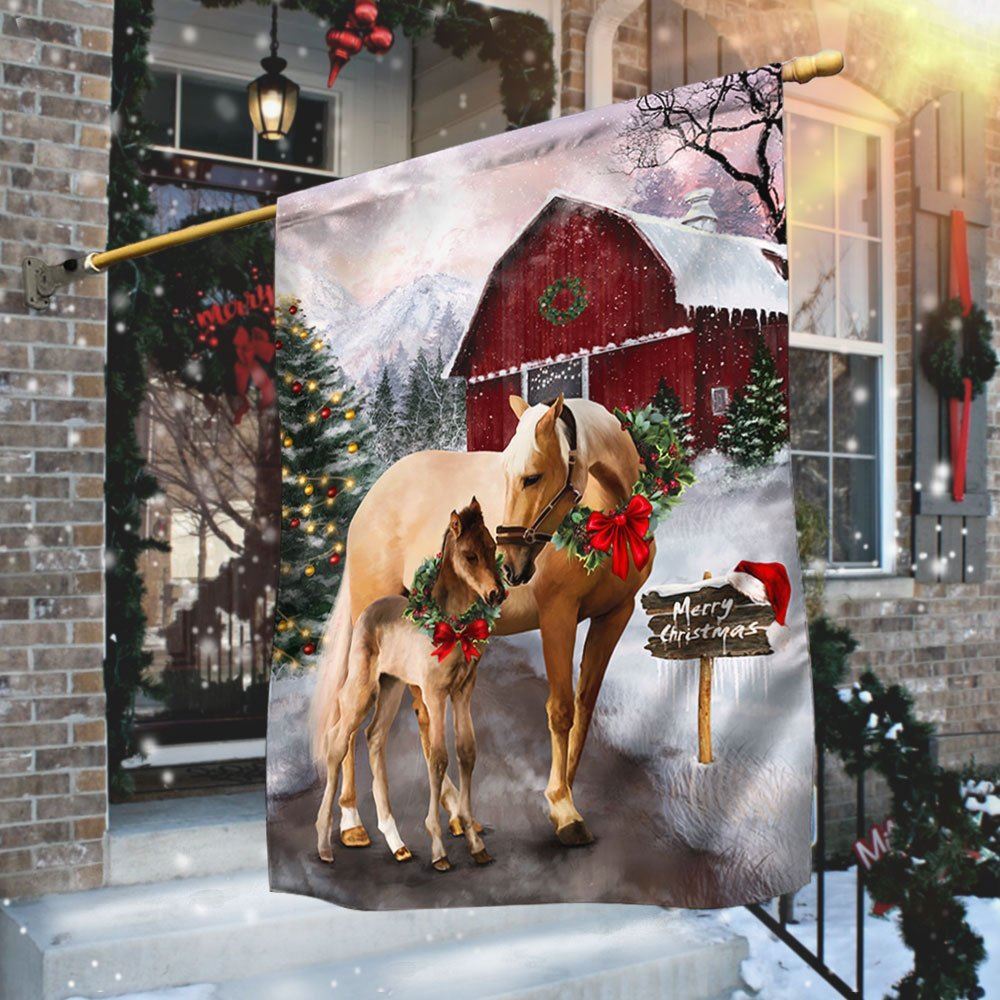 Horse Christmas Flag Merry Christmas Flag, Christmas Garden Flag, Home Decor Accessories, Christmas Outdoor Decor Ideas