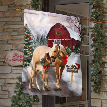 Horse Christmas Flag Merry Christmas Flag, Christmas Garden Flag, Home Decor Accessories, Christmas Outdoor Decor Ideas