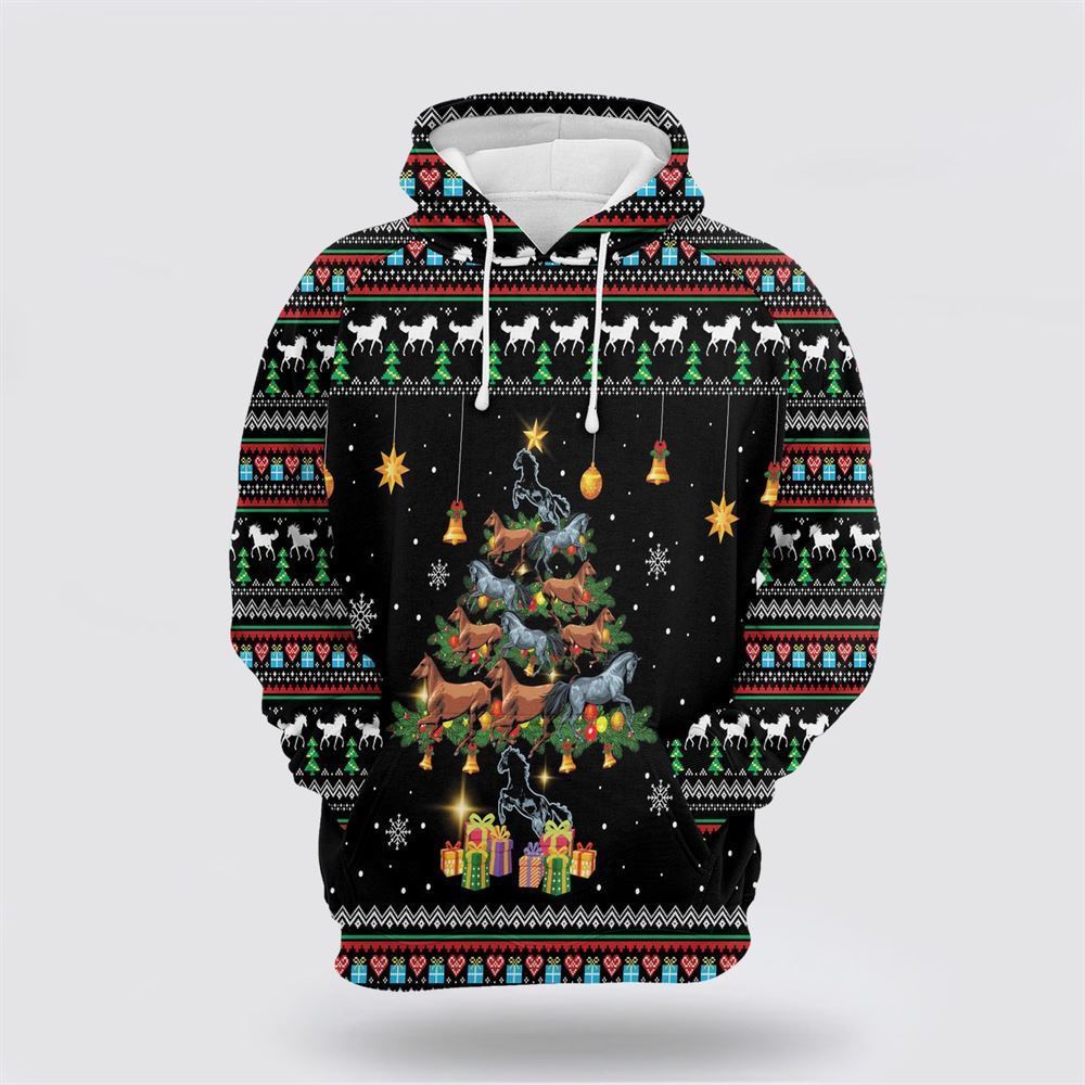Horse Christmas Tree 1 All Over Print 3D Hoodie For Men & Women, Christmas Hoodie Cute, Christmas Gift, Christmas Fashion