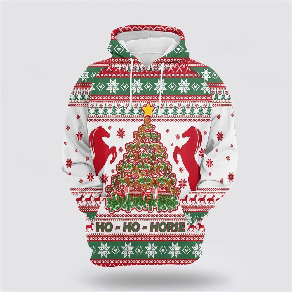 Horse Christmas Tree All Over Print 3D Hoodie For Men & Women, Christmas Hoodie Cute, Christmas Gift, Christmas Fashion