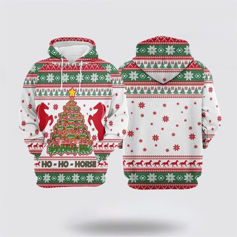 Horse Christmas Tree All Over Print 3D Hoodie For Men & Women, Christmas Hoodie Cute, Christmas Gift, Christmas Fashion