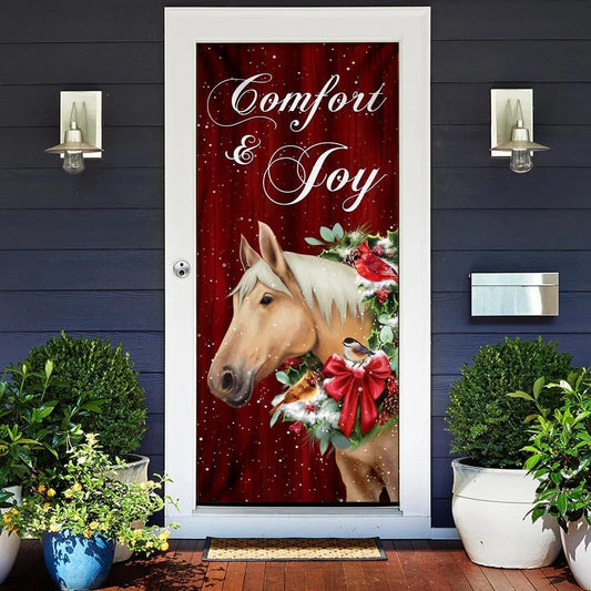 Horse Comfort And Joy Christmas Door Cover, Christmas Horse Decor, Christmas Door Knob Covers, Christmas Outdoor Decoration