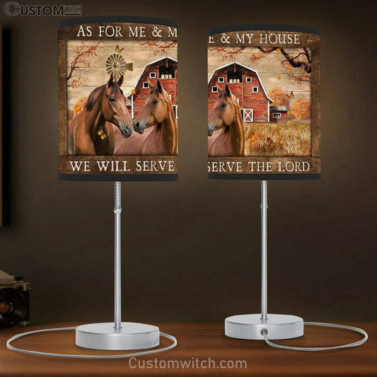 Horse Couple, Autumn Painting, Red House, We Will Serve The Lord Table Lamb