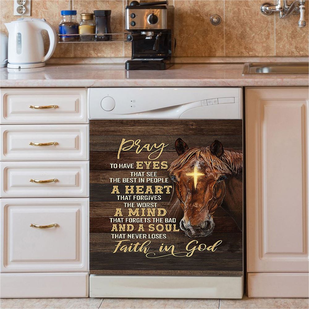 Horse Cross A Soul That Never Loses Faith In God Dishwasher Cover, Christian Dishwasher Stickers, Gift For Horse Lover