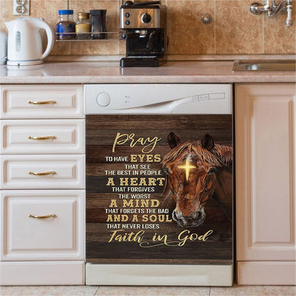 Horse Cross A Soul That Never Loses Faith In God Dishwasher Cover, Christian Dishwasher Stickers, Gift For Horse Lover