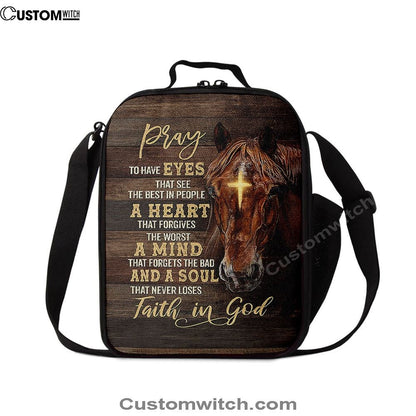 Horse Cross A Soul That Never Loses Faith In God Lunch Bag, Gift For Horse Lover, Christian Lunch Bag, Religious Lunch Box For School, Picnic