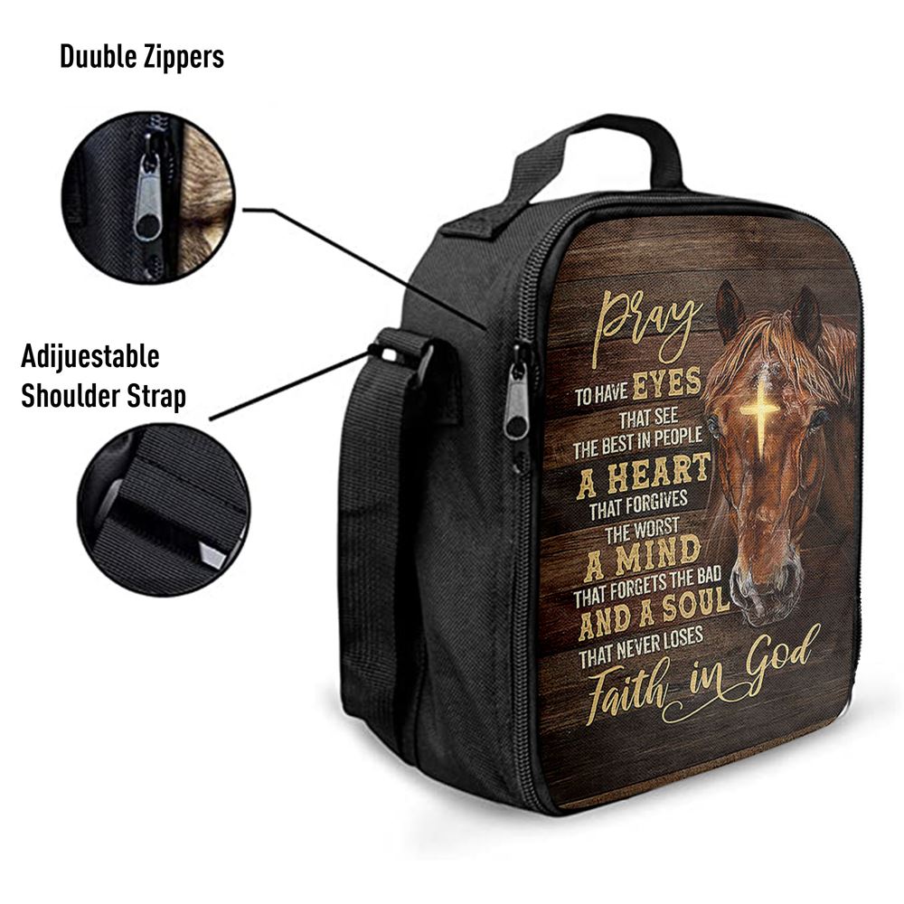 Horse Cross A Soul That Never Loses Faith In God Lunch Bag, Gift For Horse Lover, Christian Lunch Bag, Religious Lunch Box For School, Picnic