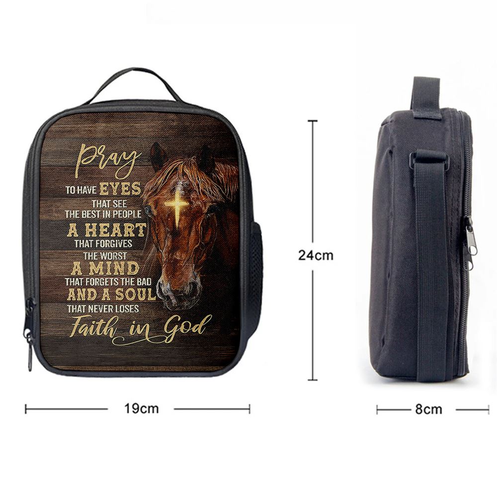 Horse Cross A Soul That Never Loses Faith In God Lunch Bag, Gift For Horse Lover, Christian Lunch Bag, Religious Lunch Box For School, Picnic