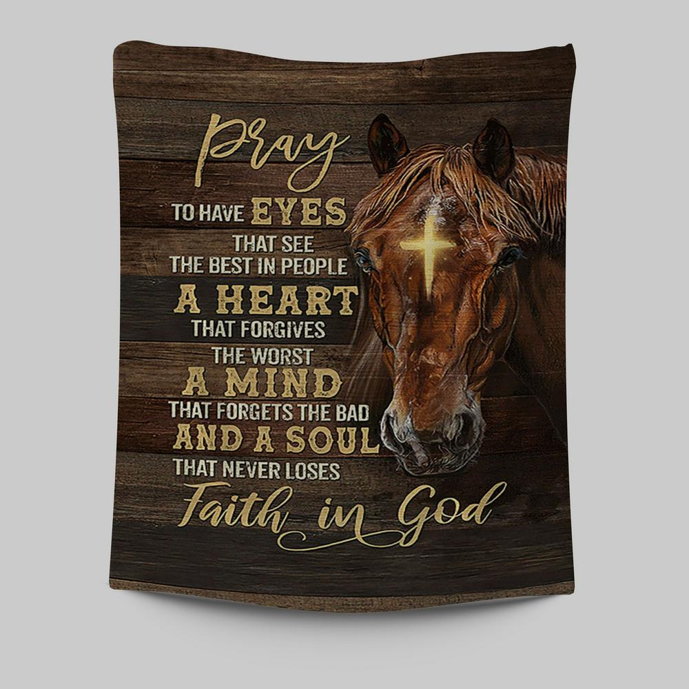 Horse Cross A Soul That Never Loses Faith In God Tapestry Wall Art - Christian Wall Tapestry - Gift For Horse Lover