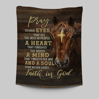 Horse Cross A Soul That Never Loses Faith In God Tapestry Wall Art - Christian Wall Tapestry - Gift For Horse Lover