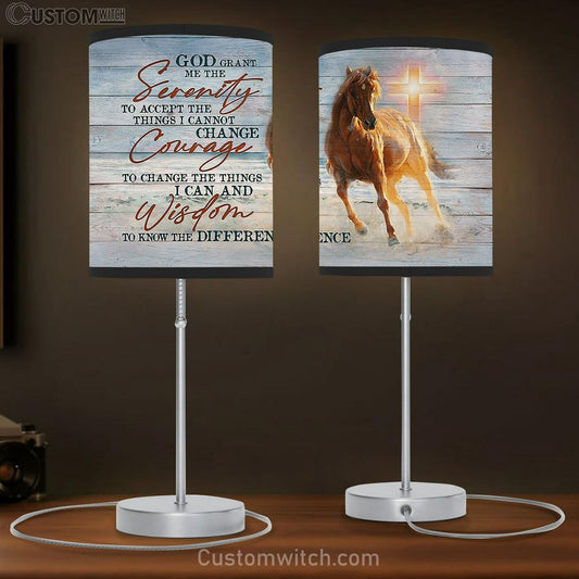 Horse Cross Light God Grant Me The Serenity Lamb Gift Table Lamb - Christian Bedroom Decor - Gifts For Horse Lovers