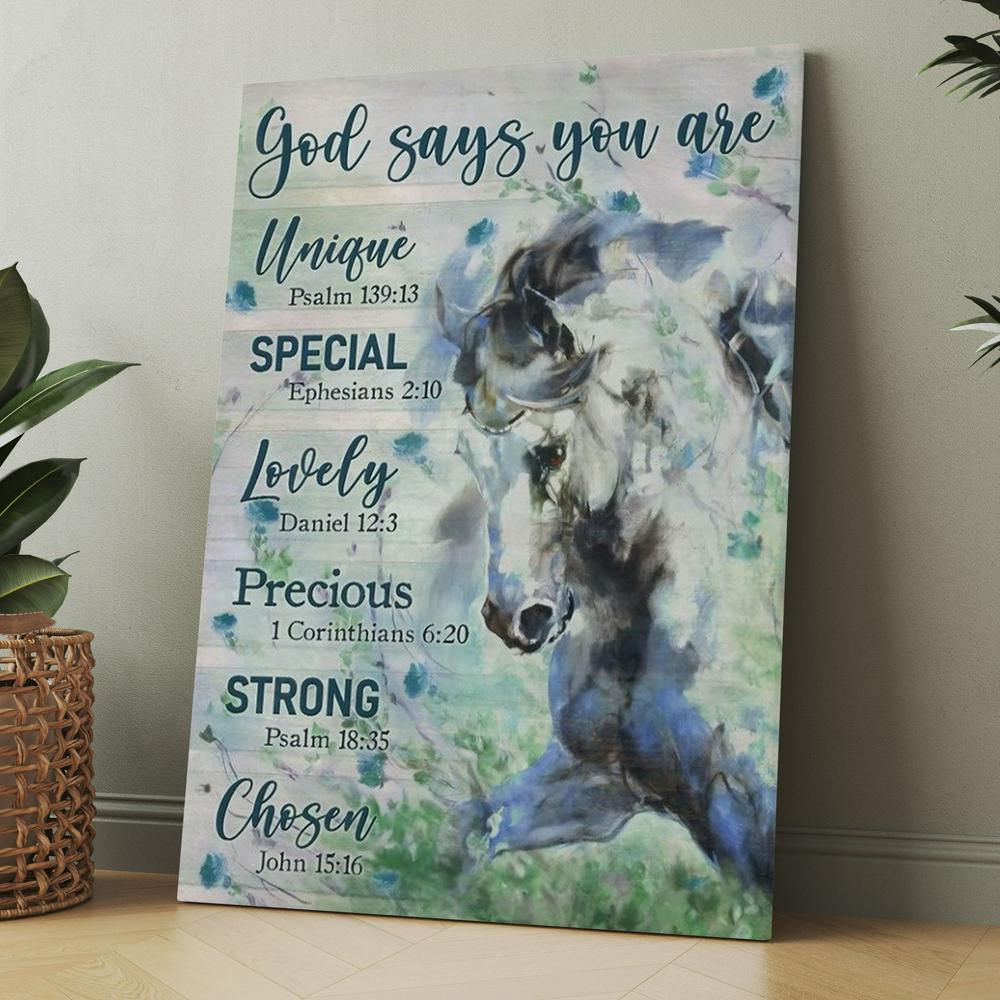 Horse Drawing Watercolor Painting God Says You Are Canvas, Christmas Gift for Christian