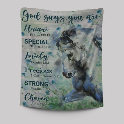 Horse Drawing Watercolor Painting God Says You Are Tapestry