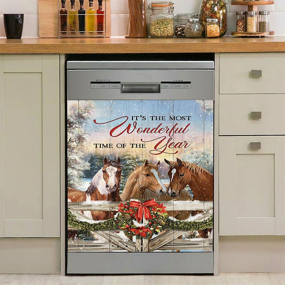Horse Farm It's The Most Wonderful Time Of The Year Dishwasher Cover, Christian Dishwasher Stickers, Gift For Horse Lover