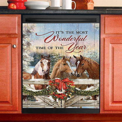 Horse Farm It's The Most Wonderful Time Of The Year Dishwasher Cover, Christian Dishwasher Stickers, Gift For Horse Lover