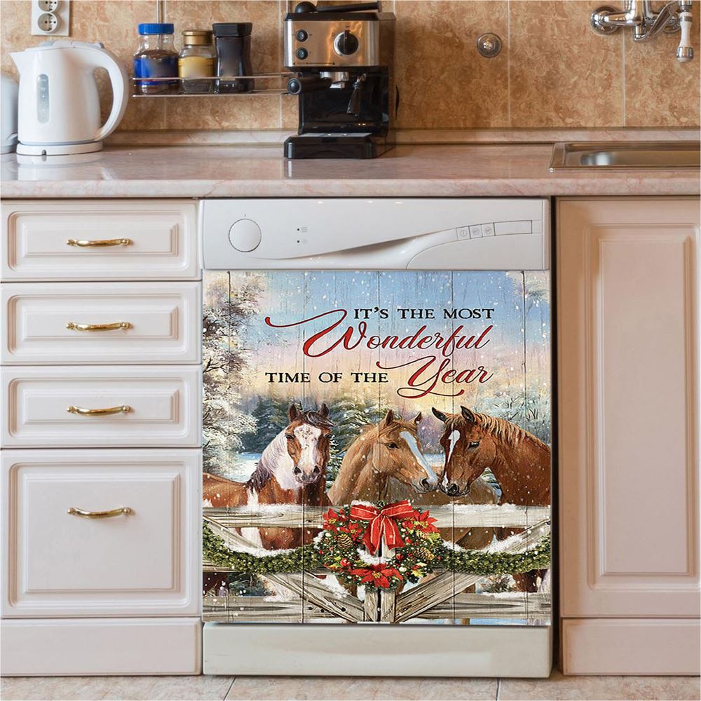 Horse Farm It's The Most Wonderful Time Of The Year Dishwasher Cover, Christian Dishwasher Stickers, Gift For Horse Lover