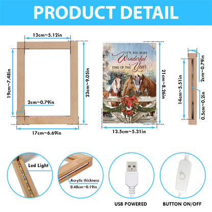 Horse Farm It's The Most Wonderful Time Of The Year Frame Lamp Art - Christian Frame Lamp - Gift For Horse Lover