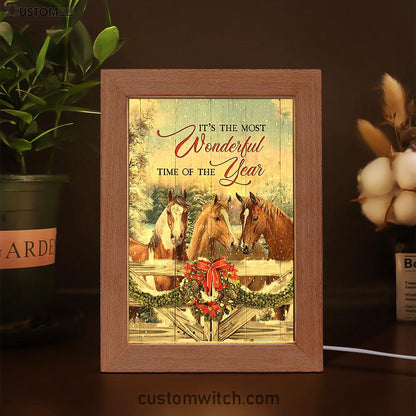 Horse Farm It's The Most Wonderful Time Of The Year Frame Lamp Art - Christian Frame Lamp - Gift For Horse Lover