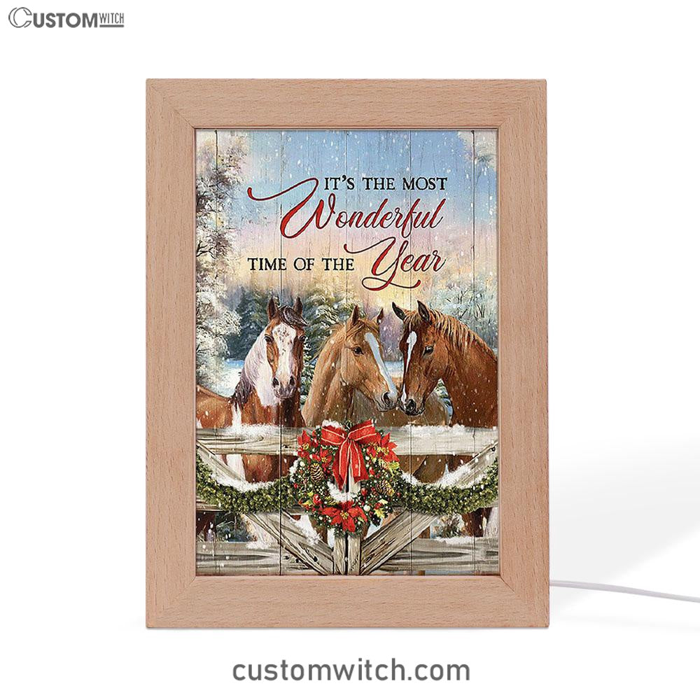 Horse Farm It's The Most Wonderful Time Of The Year Frame Lamp Art - Christian Frame Lamp - Gift For Horse Lover