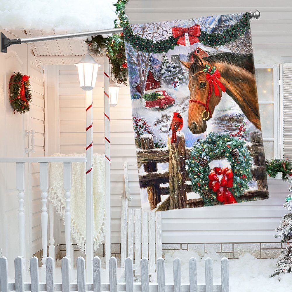 Horse Flag Christmas Snow Flag, Christmas Garden Flag, Home Decor Accessories, Christmas Outdoor Decor Ideas
