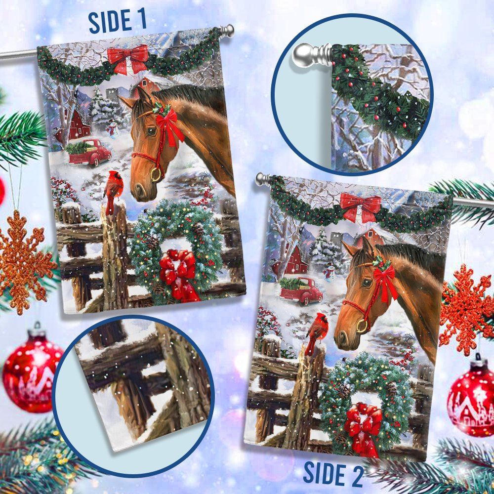 Horse Flag Christmas Snow Flag, Christmas Garden Flag, Home Decor Accessories, Christmas Outdoor Decor Ideas