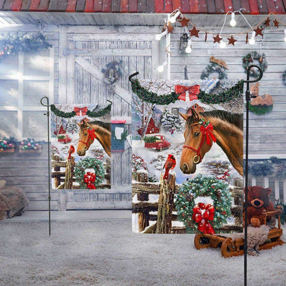 Horse Flag Christmas Snow Flag, Christmas Garden Flag, Home Decor Accessories, Christmas Outdoor Decor Ideas