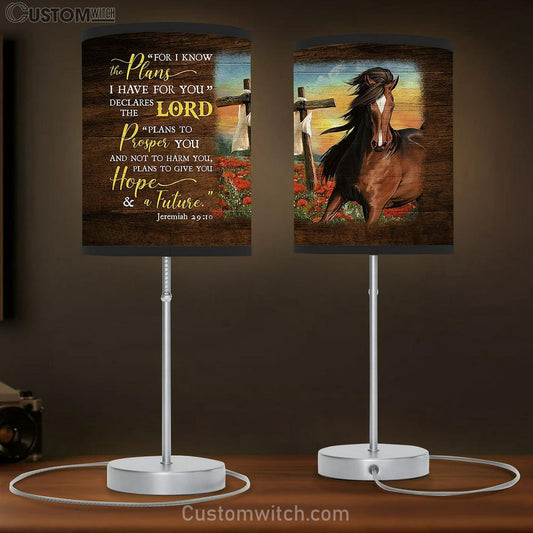 Horse Flower Field Wooden Cross For I Know The Plans I Have For You Lamb Gift Table Lamb - Christian Bedroom Decor - Gifts For Horse Lovers