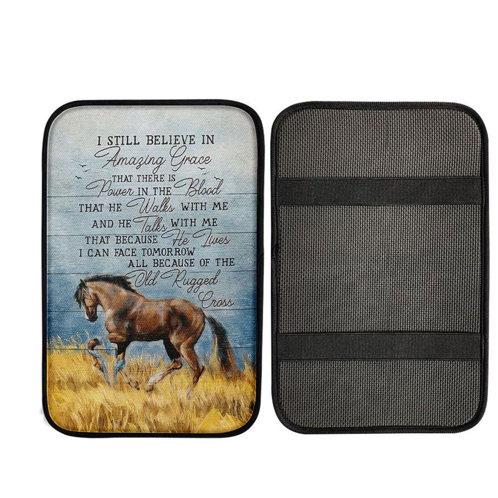Horse I Still Believe In Amazing Grace Car Center Console Cover, Christ Car Armrest Accessories