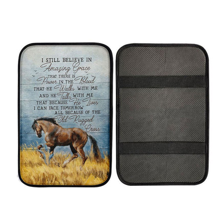 Horse I Still Believe In Amazing Grace Car Center Console Cover, Christ Car Armrest Accessories