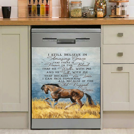 Horse I Still Believe In Amazing Grace Dishwasher Cover, Bible Verse Dishwasher Stickers, Inspirational Kitchen Decor
