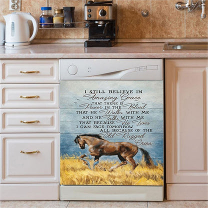 Horse I Still Believe In Amazing Grace Dishwasher Cover, Bible Verse Dishwasher Stickers, Inspirational Kitchen Decor