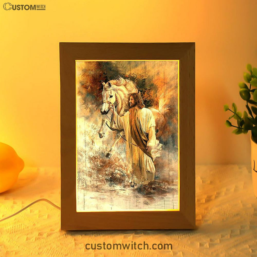 Horse Jesus Christ Painting Frame Lamp Art - Christian Art - Bible Verse Art - Religious Home Decor