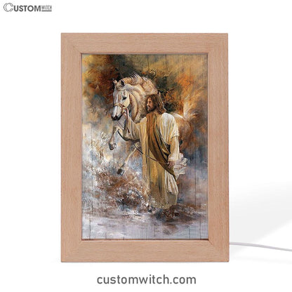 Horse Jesus Christ Painting Frame Lamp Art - Christian Art - Bible Verse Art - Religious Home Decor