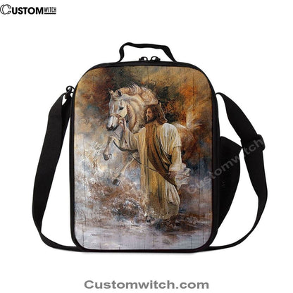 Horse Jesus Christ Painting Lunch Bag, Christian Lunch Bag, Religious Lunch Box For School, Picnic