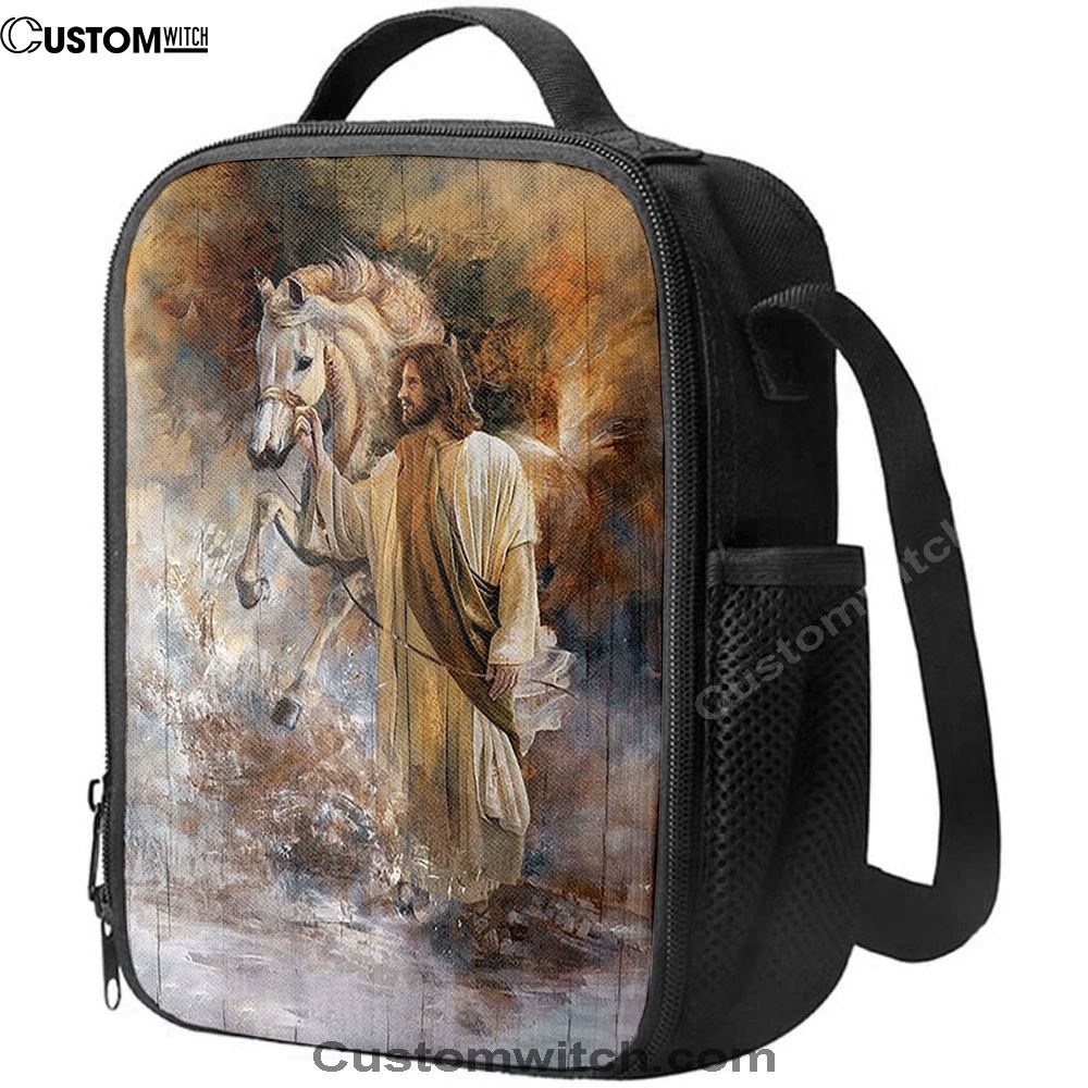 Horse Jesus Christ Painting Lunch Bag, Christian Lunch Bag, Religious Lunch Box For School, Picnic